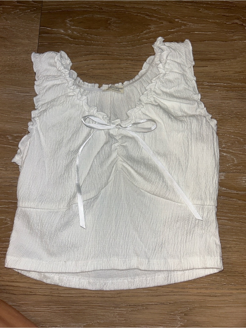 White Ruffle Tie-Front Women's Tank Top